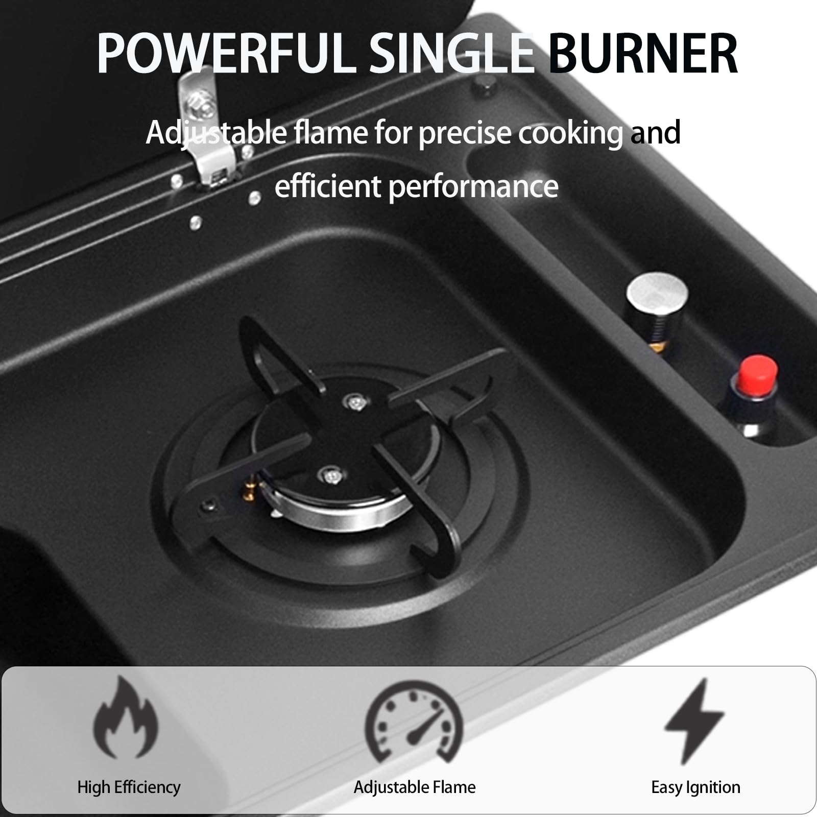 Fornello a gas e lavello per camper combinato con coperchio in vetro temperato in acciaio inossidabile a bruciatore singolo unità da cucina integrata camper barca stazione di lavaggio compatta con