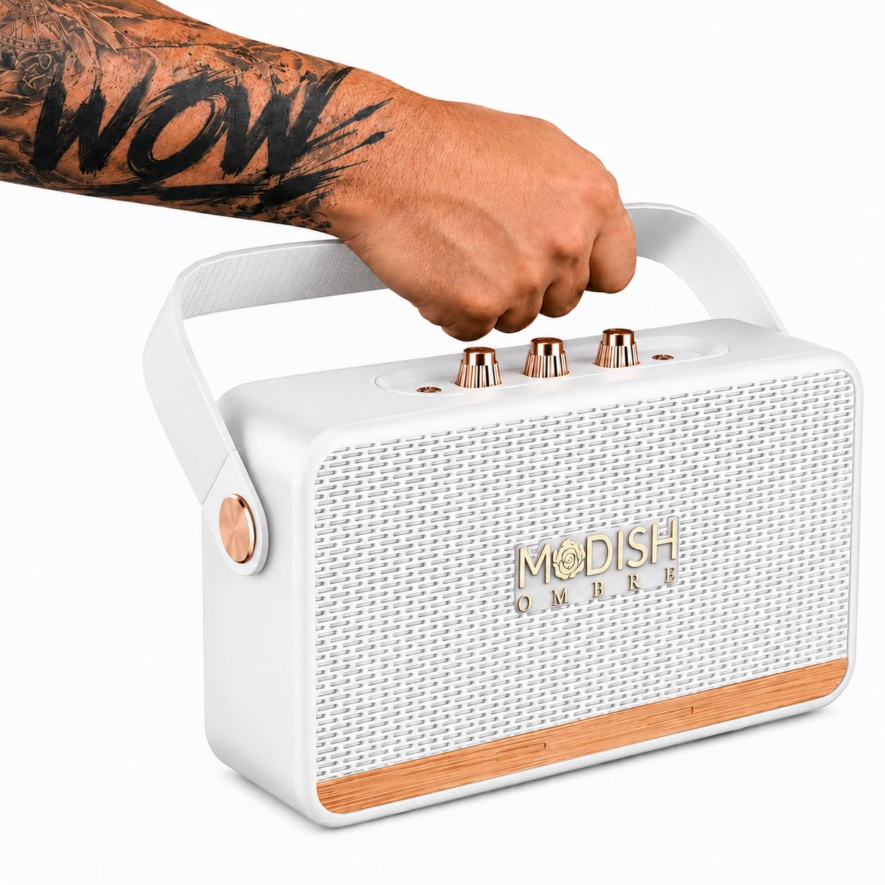 ModishOmbre® Premium Basson 30W Portable Bluetooth Speaker | FM Radio | 20 Hours Long Playtime | Dual Bass Drivers | Built-in Mic | Playback via BT5.3/USB/TF Card | Type C Charging (White)-image-38