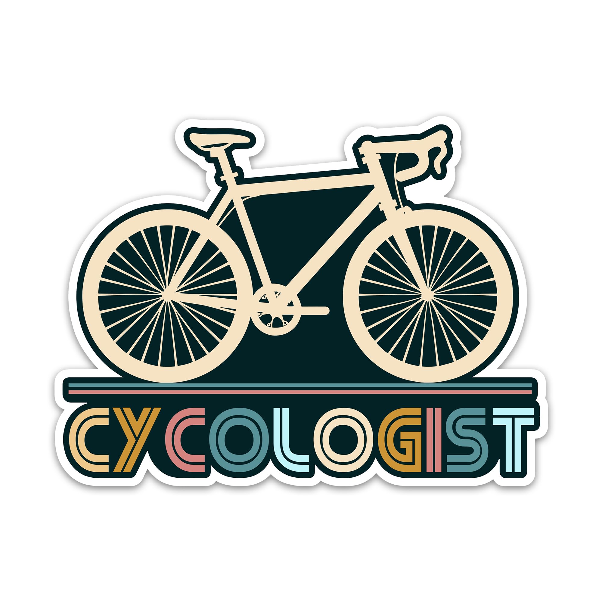 CLOUDSYDE Cycologist Bike Sticker, Vintage Colorful Cyclist Decals Waterproof Vinyl Stickers for Laptop Water Bottle Tumbler Flask Bicycle Windows