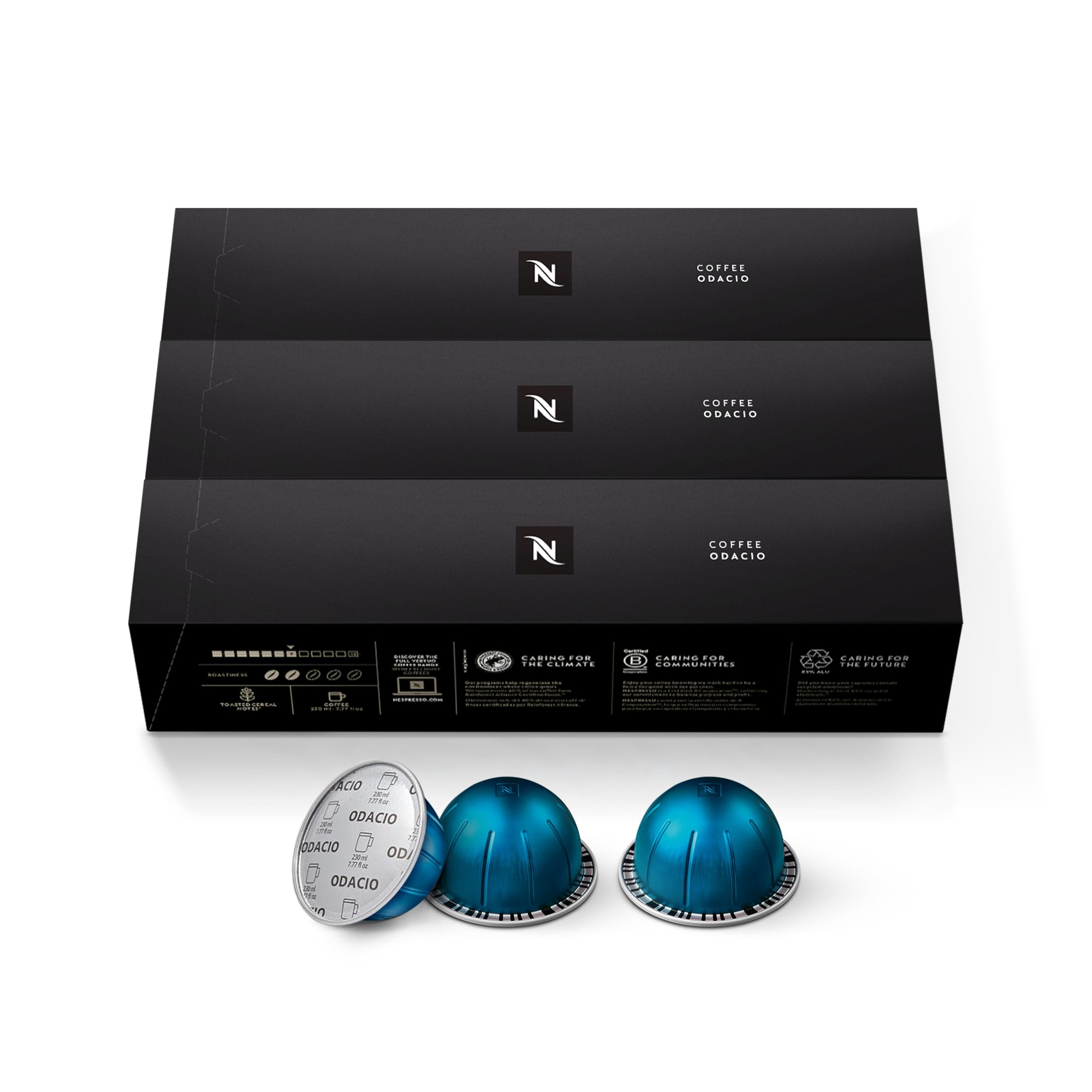 Nespresso Capsules VertuoLine, Odacio, Dark Roast Coffee, 30 Count Coffee Pods, Brews 7.8oz | Paquete de 1 cápsula