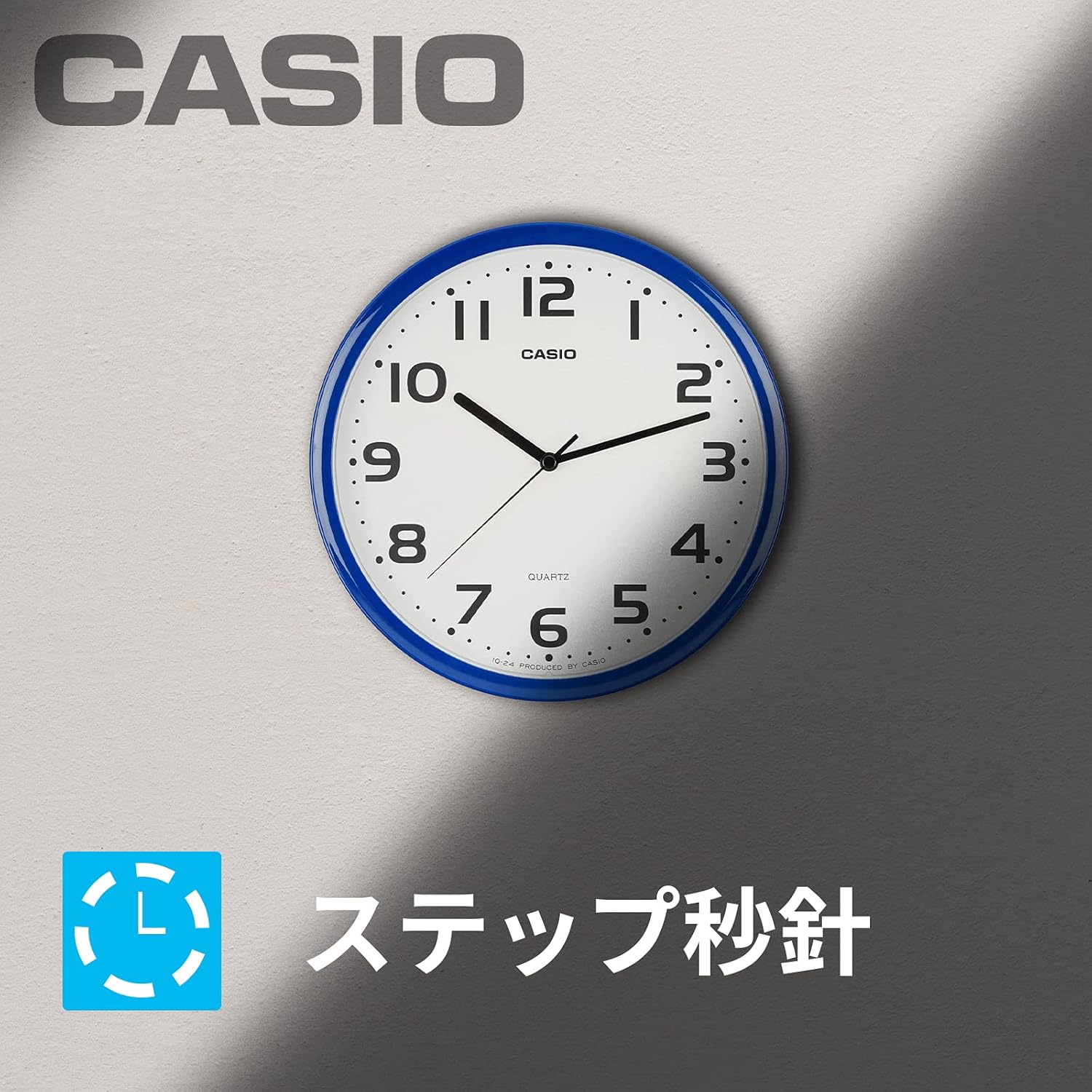 Casio IQ-24-2JF Blue Analog Standard Step Second Hand Wall Clock