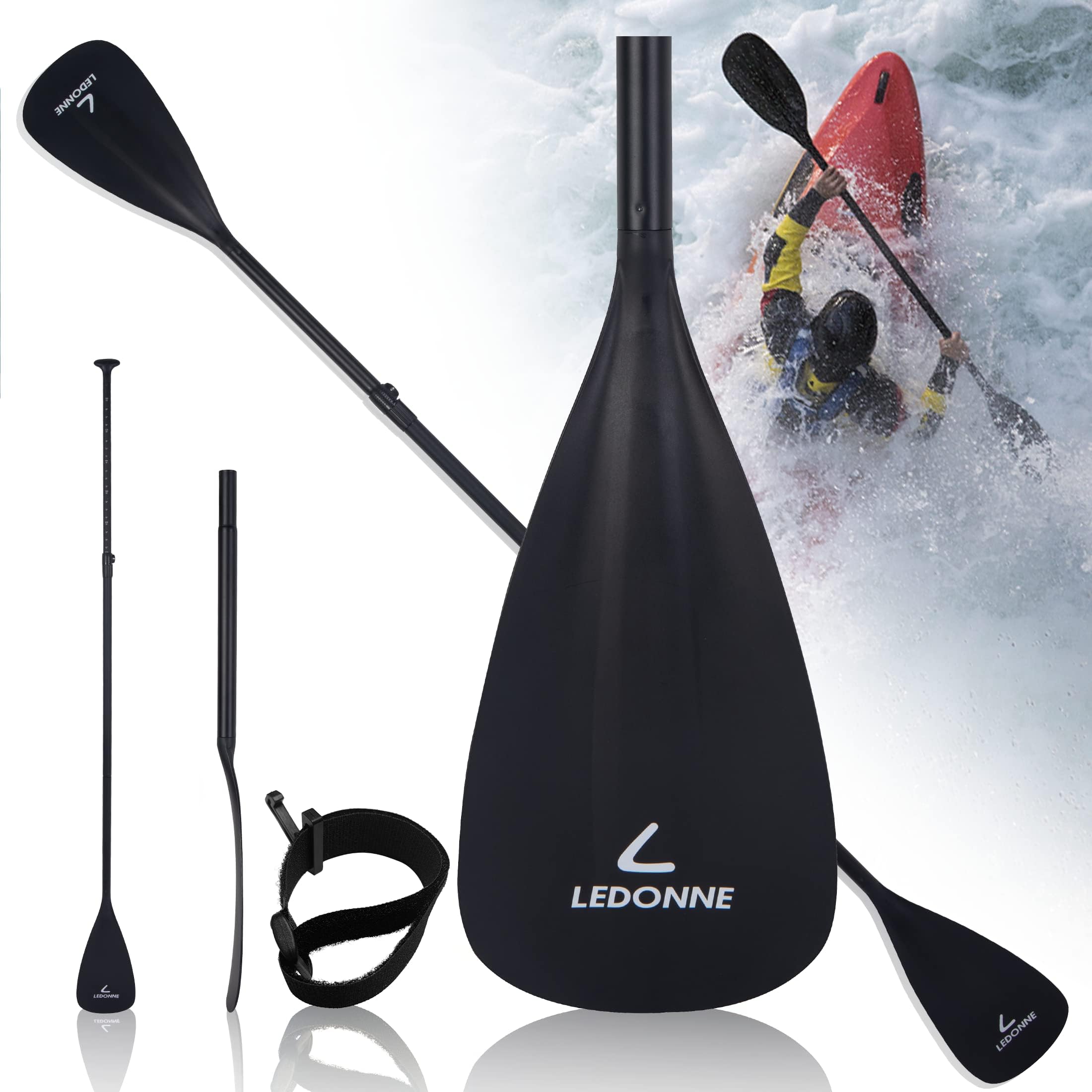 LEDONNE SUP Paddle 4-Piece Adjustable Kayak Paddle Floating Lightweight Paddle Board Oar with Aluminum Alloy Shaft and 2 Nylon Blades Best Price Based on Our 3 Million Sets Per Year