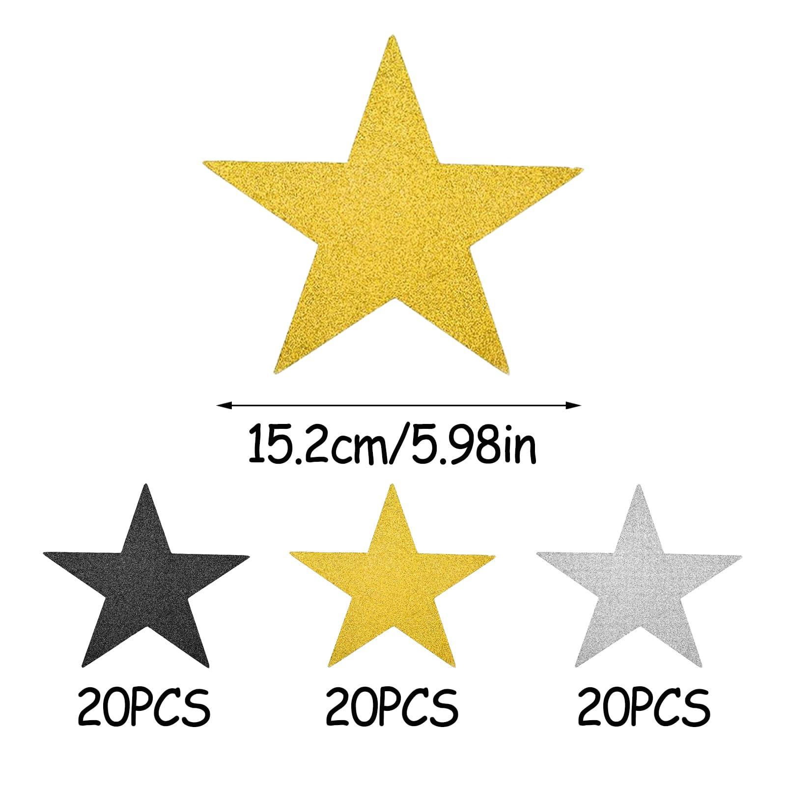 60 Piezas Estrellas de Papel Recortado, Recortable de Papel con Purpurina Estrella, Decoración Estrellas Doradas, Decoración de Estrellas de Purpurina, para Bricolaje Aula Pared Tablero Boda
