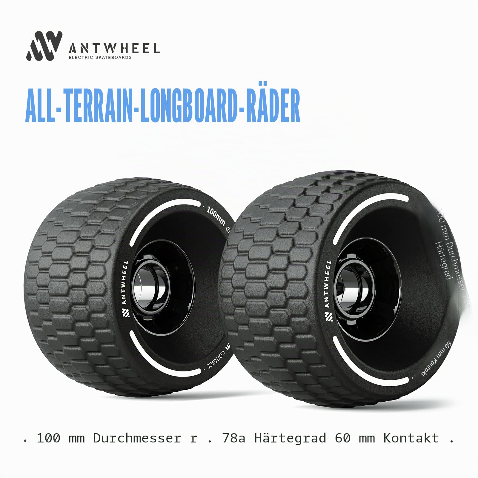 All-Terrain Longboard-Räder, 100 mm, Elektro-Skateboard-Räder, 78 A, hohe Rebound-Räder, Urethan-Räder