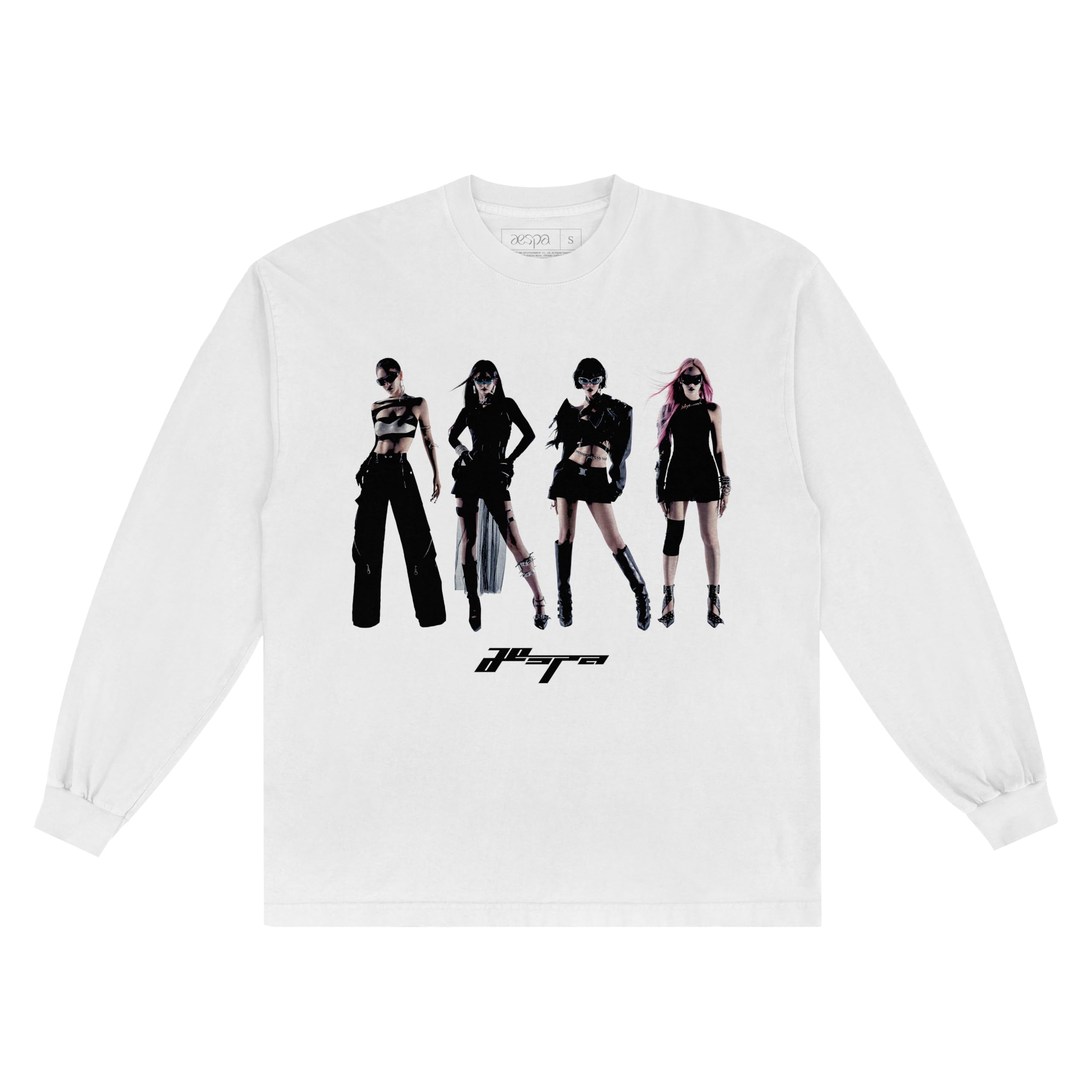 aespa SYNK Parallel LINE World Tour Merch Collection White Portrait Long Sleeve T-Shirt, S/M