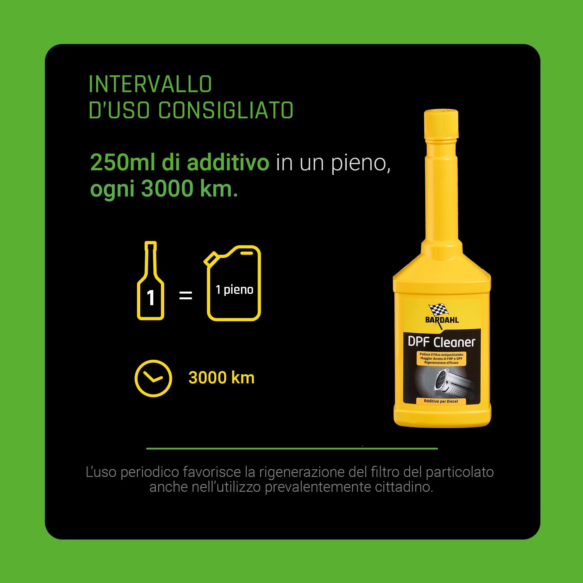 Bardahl - Dpf Cleaner, Additivo per Gasolio, Pulisce e Libera da Intasamenti Il Filtro Antiparticolato, Aumenta la Durata di FAP e Dpf, per Motori Diesel, 250 ml