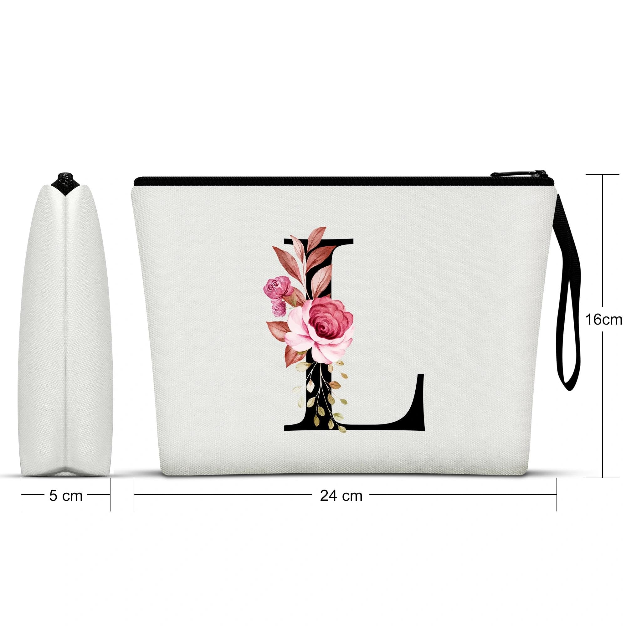 A-Z Personalized Makeup Bag,Birthday Gifts for Women Mom,Gifts for Best Friend,Bride Bridesmaid Cosmetic Bag(L) - 4