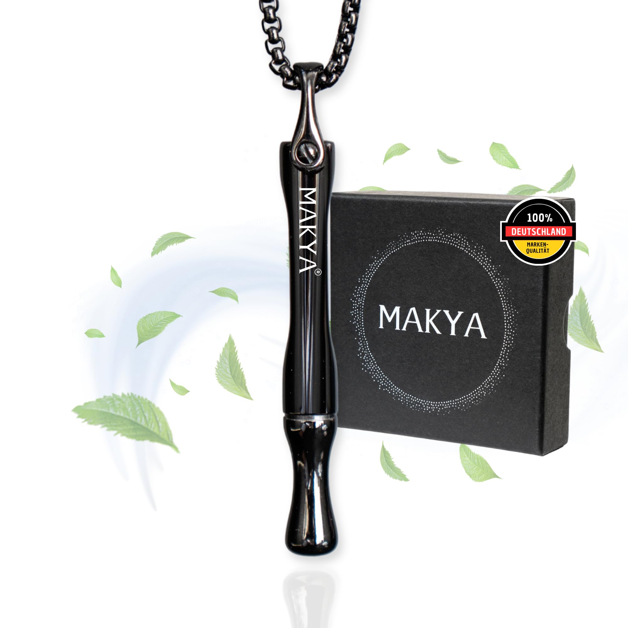 Makya V3 Black – Rauchentwöhnung Hilfsmittel – MEHR WIDERSTAND – Nikotin & Chemiefrei - Nicht Kompatibel Taste Filter – Simuliert Rauchgefühl – Stressabbau & Atemtraining – Edelstahl Kette