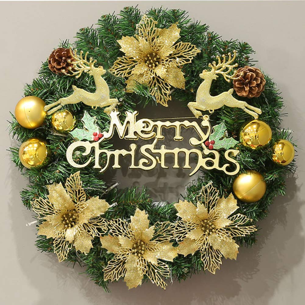 Guirlande de Noël artificielle dorée de 22 pouces pour décoration de porte