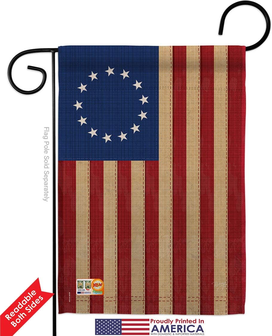 Betsy Ross Vintage Garden Flags Pack Americana US Historic July Memorial Veteran Independence United State American USA Applique Small Decorative Gift Yard House Banner Double-Sided Made In 13 X 18.5