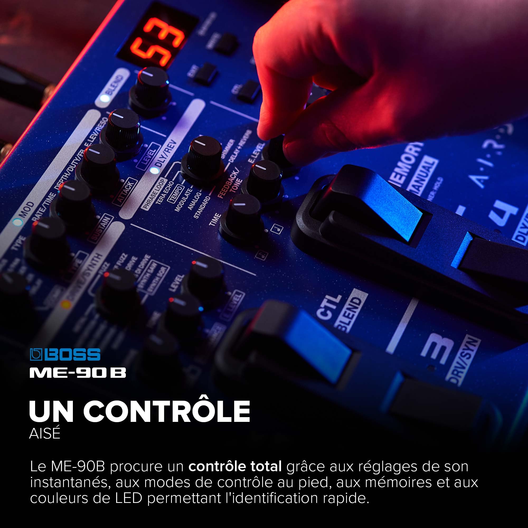 Multi-effet pour basse ME-90B BOSS | Processeur tout-en-un | 10 modélisations d'ampli AIRD intégrées | 61 effets pour basse signés BOSS