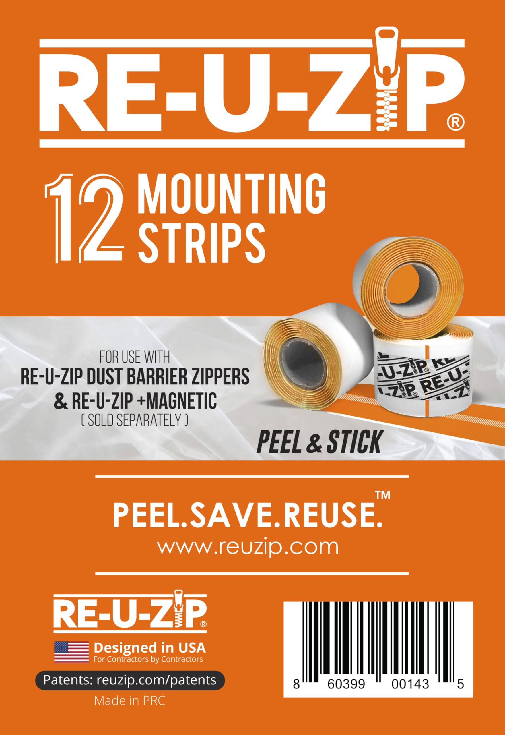 RE-U-ZIP Tiras de montaje, 12 unidades