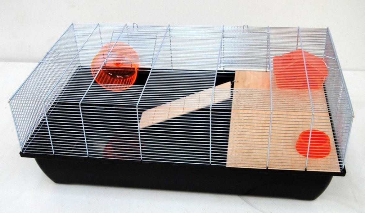 Mäusekäfig Hamsterkäfig Nagerkäfig 78x47x30cm schwarz mit Zubehör