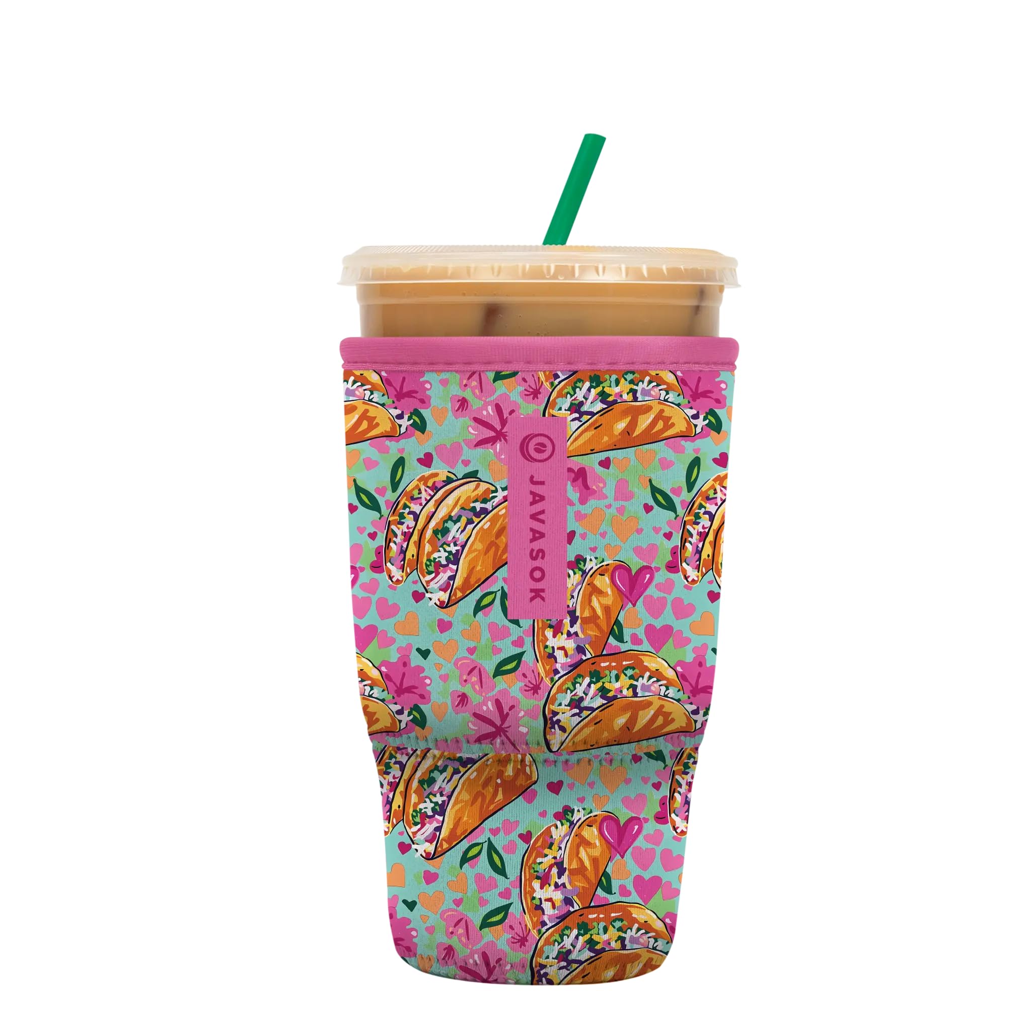 Sok It JavaSok Iced Coffee &amp; Cold Soda Insulated Neoprene Cup Sleeve (Taco 'Bout, Large: 30-32oz)
