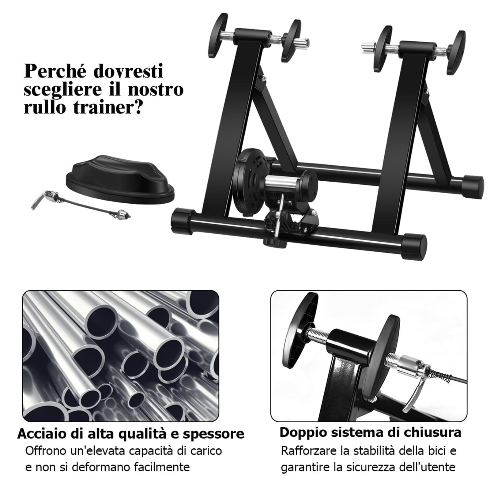 COSTWAY Rullo Allenamento per Bicicletta Trainer Bici Fitness, per Allenamento in Casa, Nero