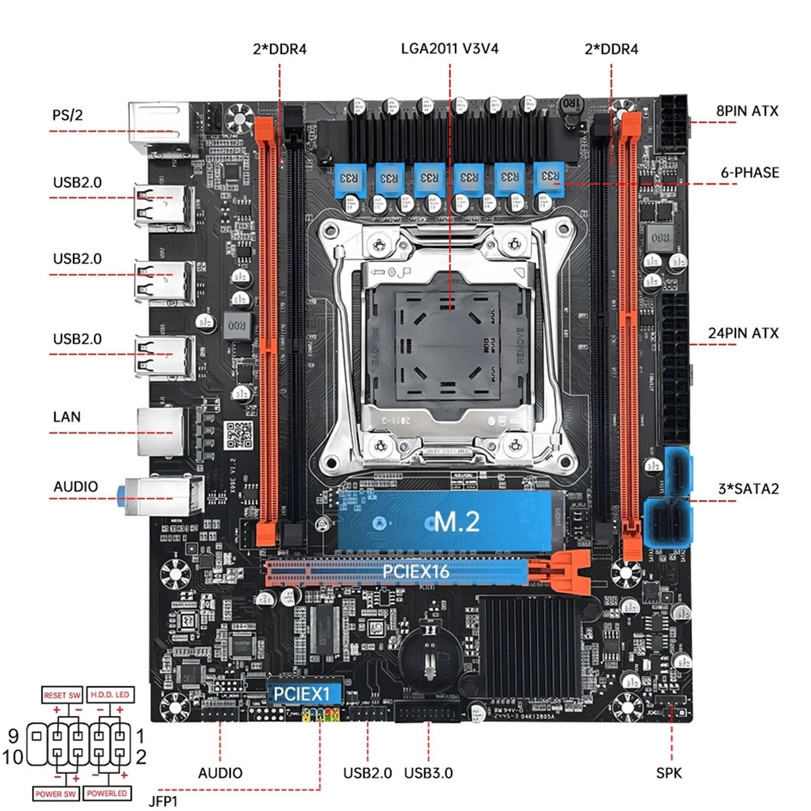 Combo for Juegos X99 Xeon E5 2680 V4 16GB DDR4 ECC M.2 | Kit de escritorio completo con almacenamiento NVMe M.2 de doble canal 8GB×2 ECC DDR4 2133MHz y NVMe M.2(Motherboards)