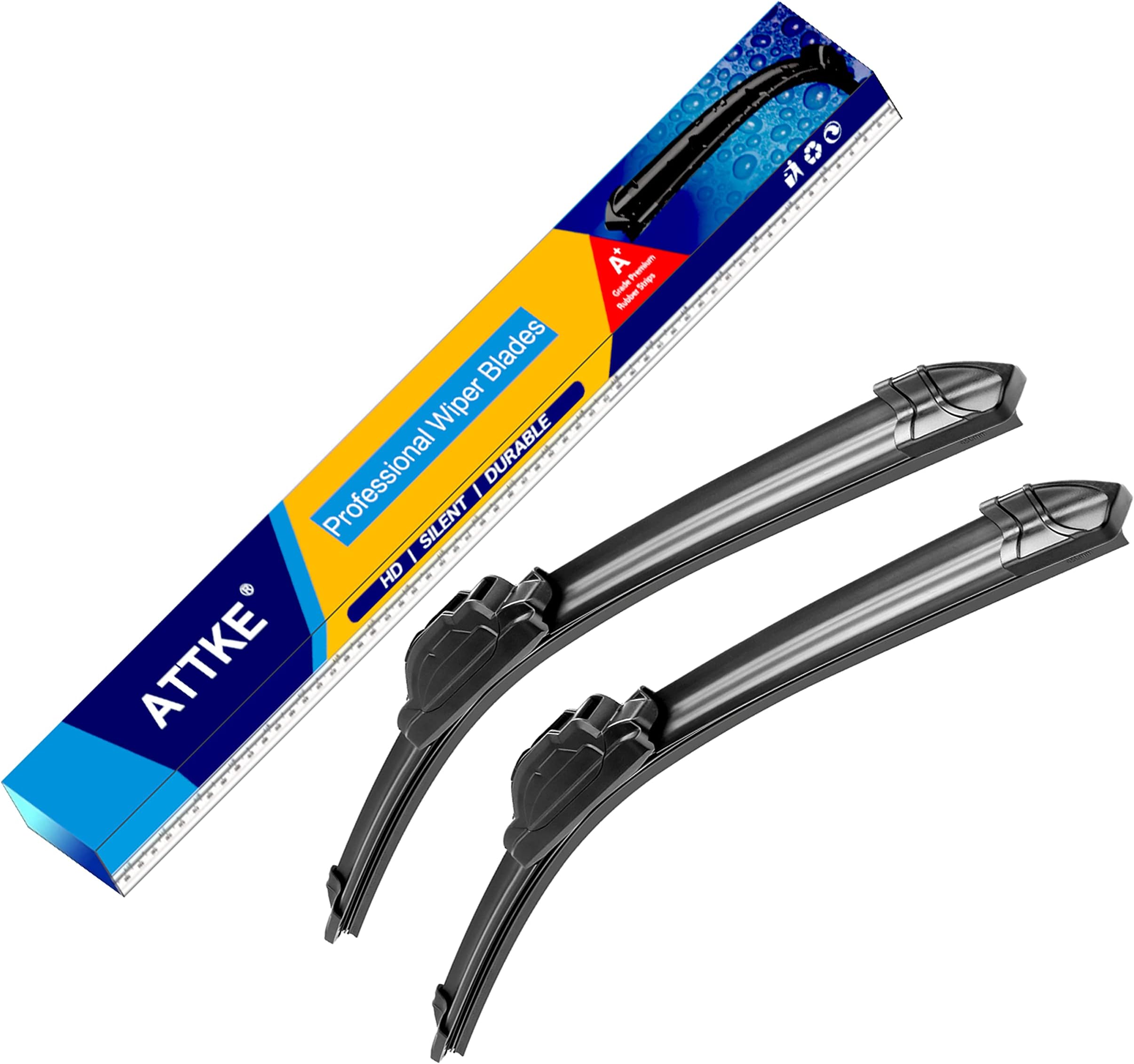 ATTKE OEM Quality Front Windscreen Wiper Blades for Nissan NV1500 2500 3500 2012-2020/Jeep Patriot 2007-2017/VW Beetle1999-2010 (21″+21″ Front Windshield Wiper Blade Set)