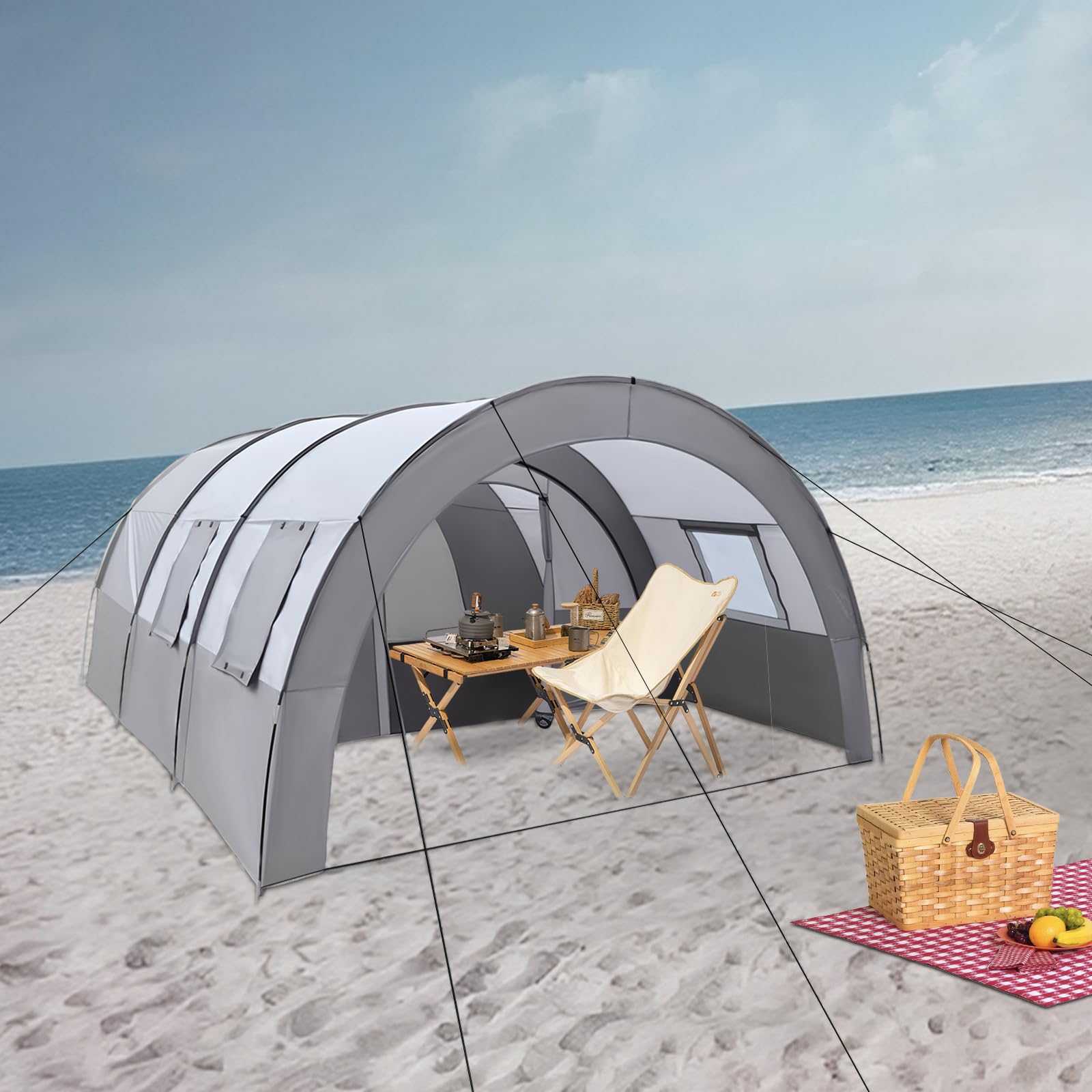 Tunnelzelt Camping Zelt 6 Personen Zelte UV-Schutz 50+