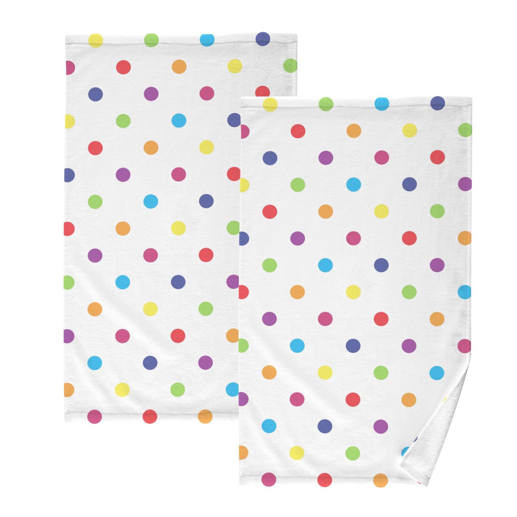 WIHVE Hand Towels 2 Pack Colorful Polka Dot Highly Absorbent Fingertip Towel for Bathroom 16 x 28 Inch