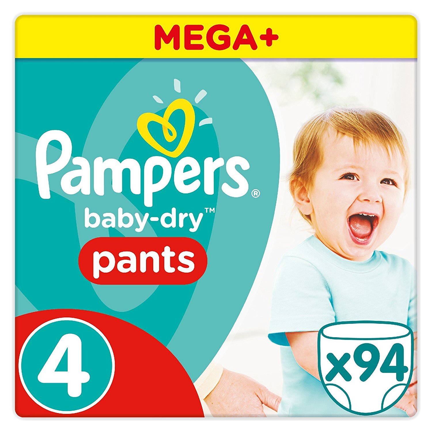 Pampers Baby-Dry 94 spodnie na pieluchy z kanałami powietrznymi do 12 godzin oddychającej suchości, rozmiar 4, 9-15 kg