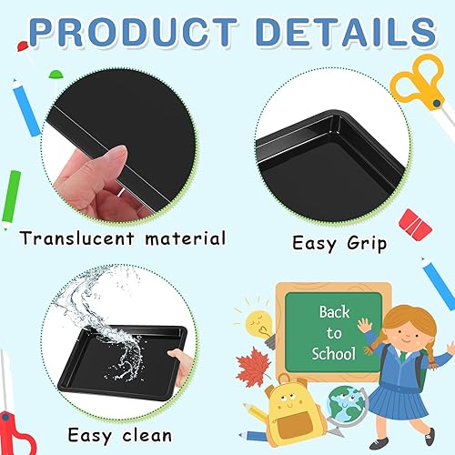 Miniatura 4 de Zonon 12 bandejas de arte de plástico de 13.4 x 9.8 x 1 pulgadas, bandejas de arte coloridas, bandejas apilables de juguetes para niños, contenedor