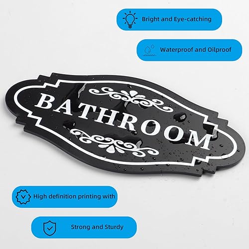 Miniatura 11 de FXRN Letrero de baño, letreros de baño para negocios, letrero de baño para el hogar, letrero de baño unisex o letreros de baño para puerta, 4 x 8