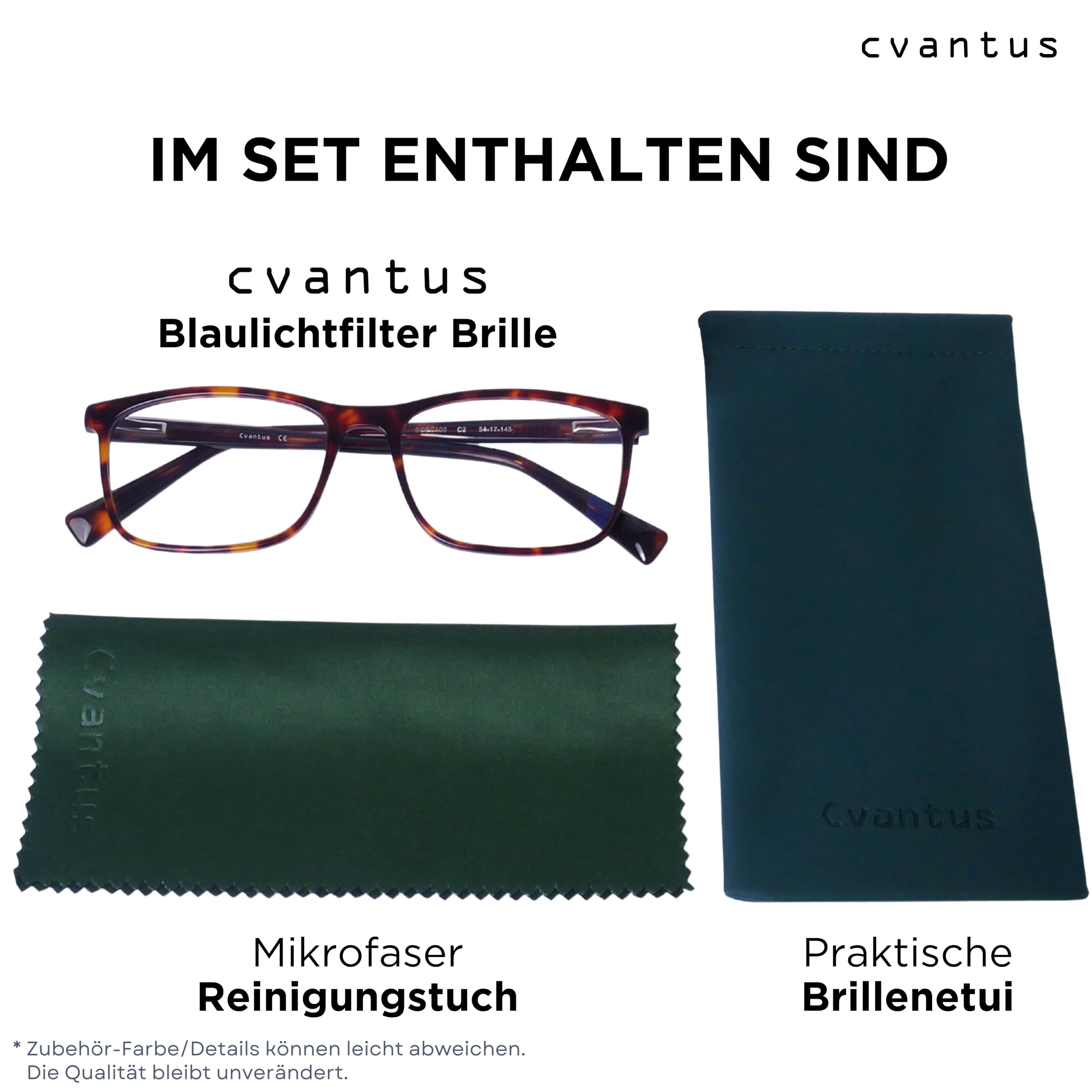 Cvantus Premium Blaulichtfilter Brille Herren & Damen | Blaulicht- und UV-Blocker, Antireflex, Antistatisch | Tortoiseshell Blaufilter Brille Quadratisch | Verschreibungsqualität, Gemacht von Optikern