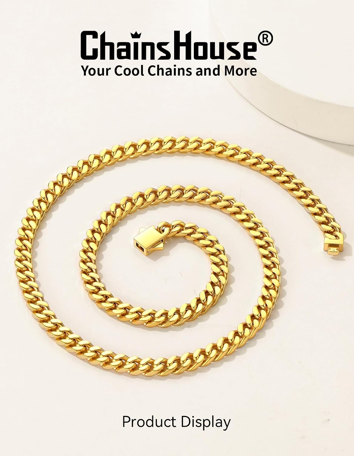 ChainsHouse Cuban Link Chain for Women Chunky Gold Necklace Stainless Steel/Gold Plated Choker Necklaces for Women, 12/16/20 mm Width Thick Chain Choker Punk Hip-Hop Jewelry,18-20"