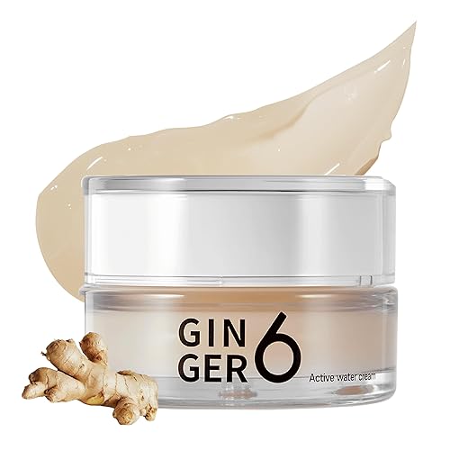 Crema de agua activa para cara, 1.69 onzas líquidas, hidratante en gel hidratante ligero, crema de agua sin aceite con 76% de agua de jengibre, 10