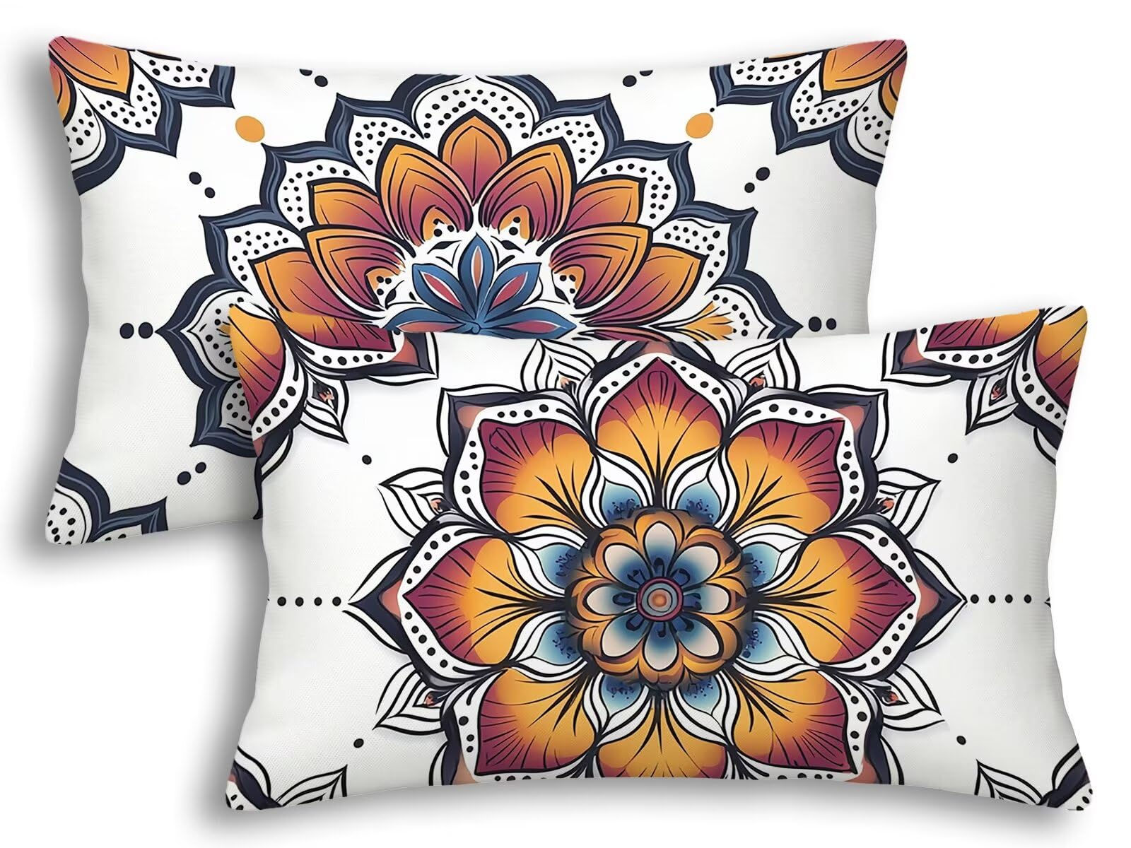 Housse coussin exterieur imperméable blanc 40x80 lot de 2 taie oreiller lit
