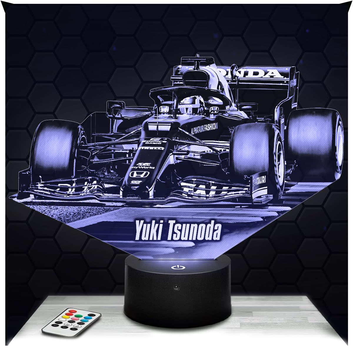 Lampephoto.fr - Formula 1 Yuki Tsunoda F1 3D LED Illusion Night Light, Christmas Birthday Gift idea for Boys and Girls Children's or Adult Bedroom Night Light, Gifts Merchandising