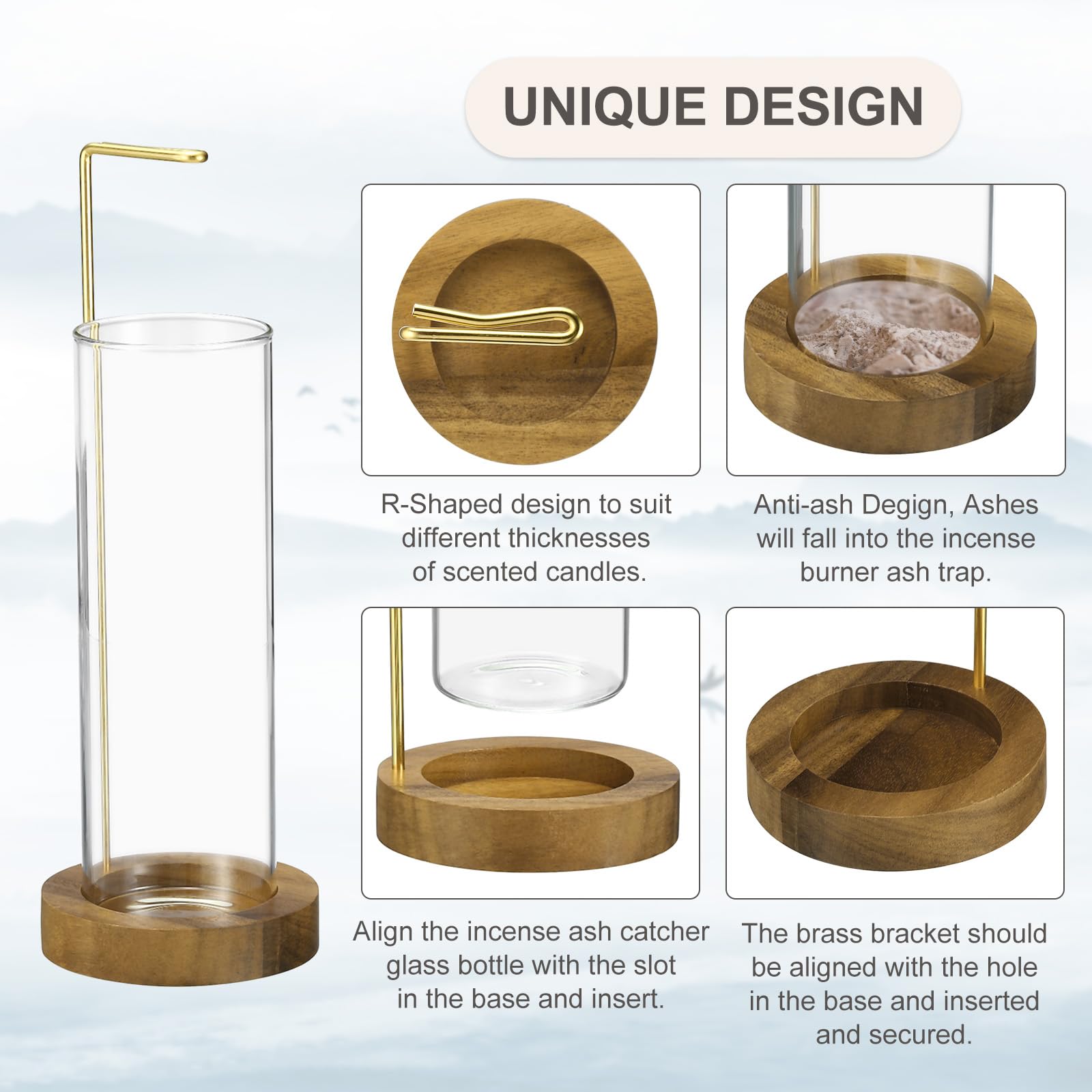 uxcell Incense Holder for Sticks Anti-Ash Flying with Removable Glass - Image 4