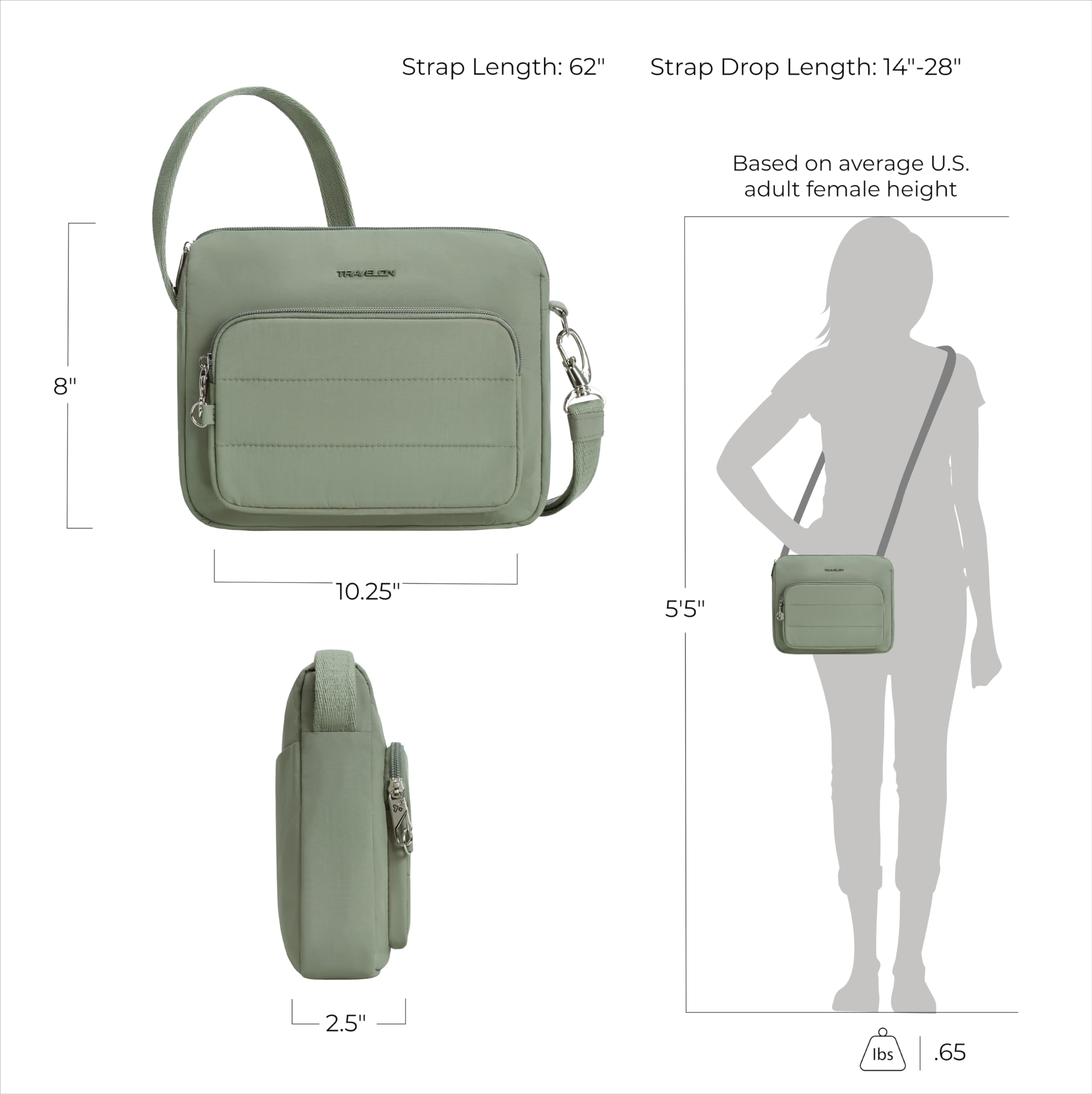 Travelon - Travelon Anti-theft Roam East/West Crossbody, Borsa a tracolla Unisex - Adulto