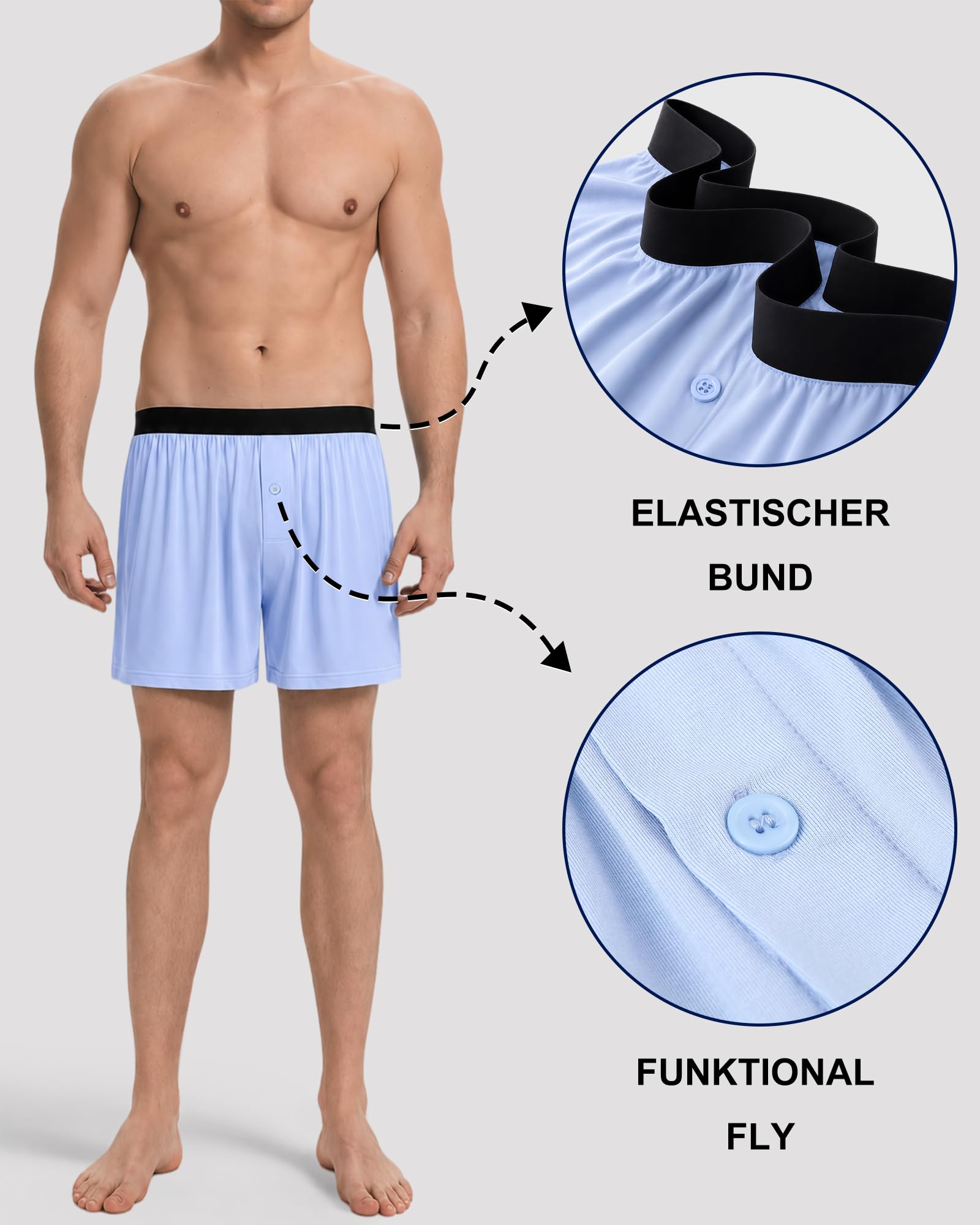 Bóxers de Bambú para Hombre con Abertura de Botones, Paquete de 3 o 5