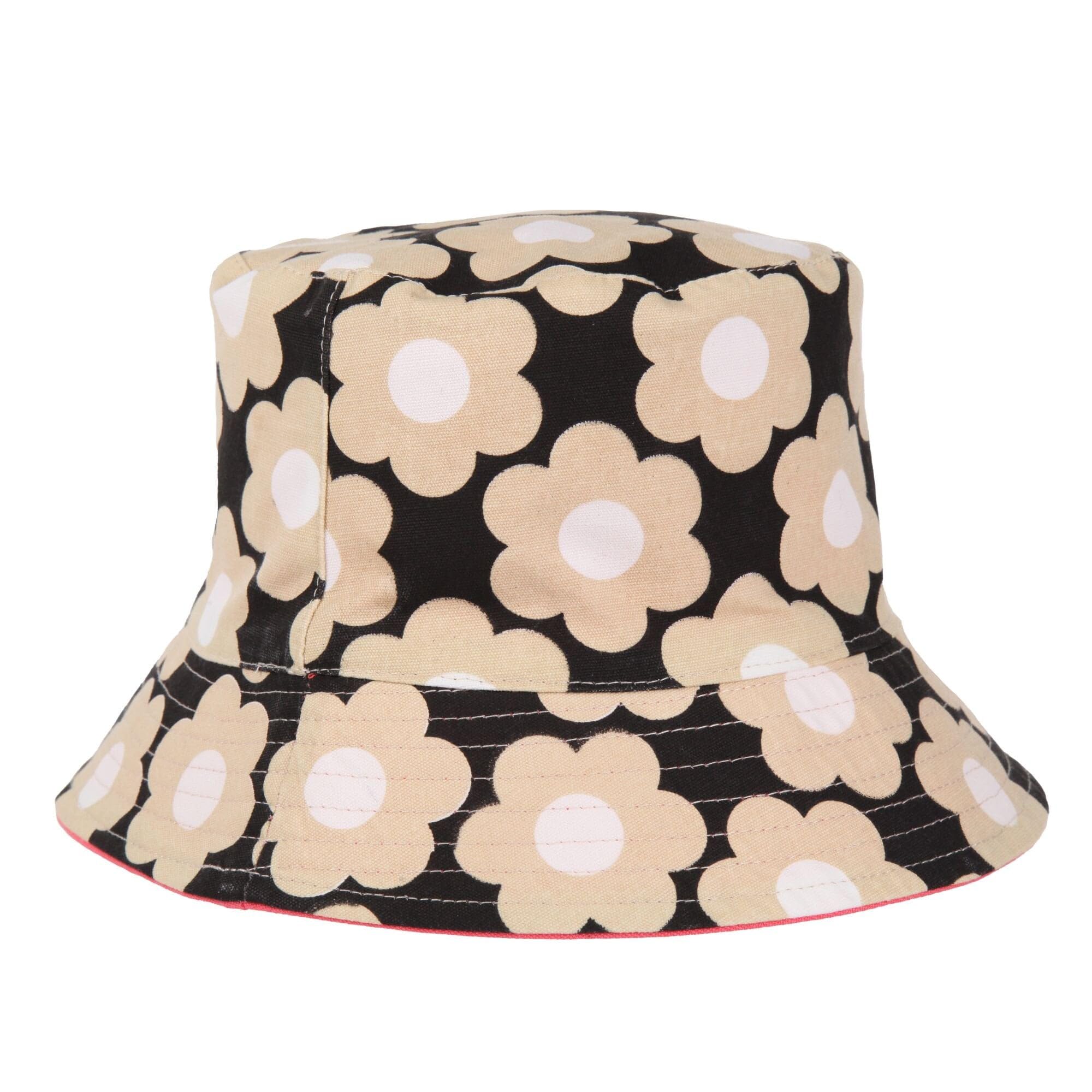 Regatta Womend Orla Kiely Reversible Bucket Hat - Black Sixties Daisy - S/M