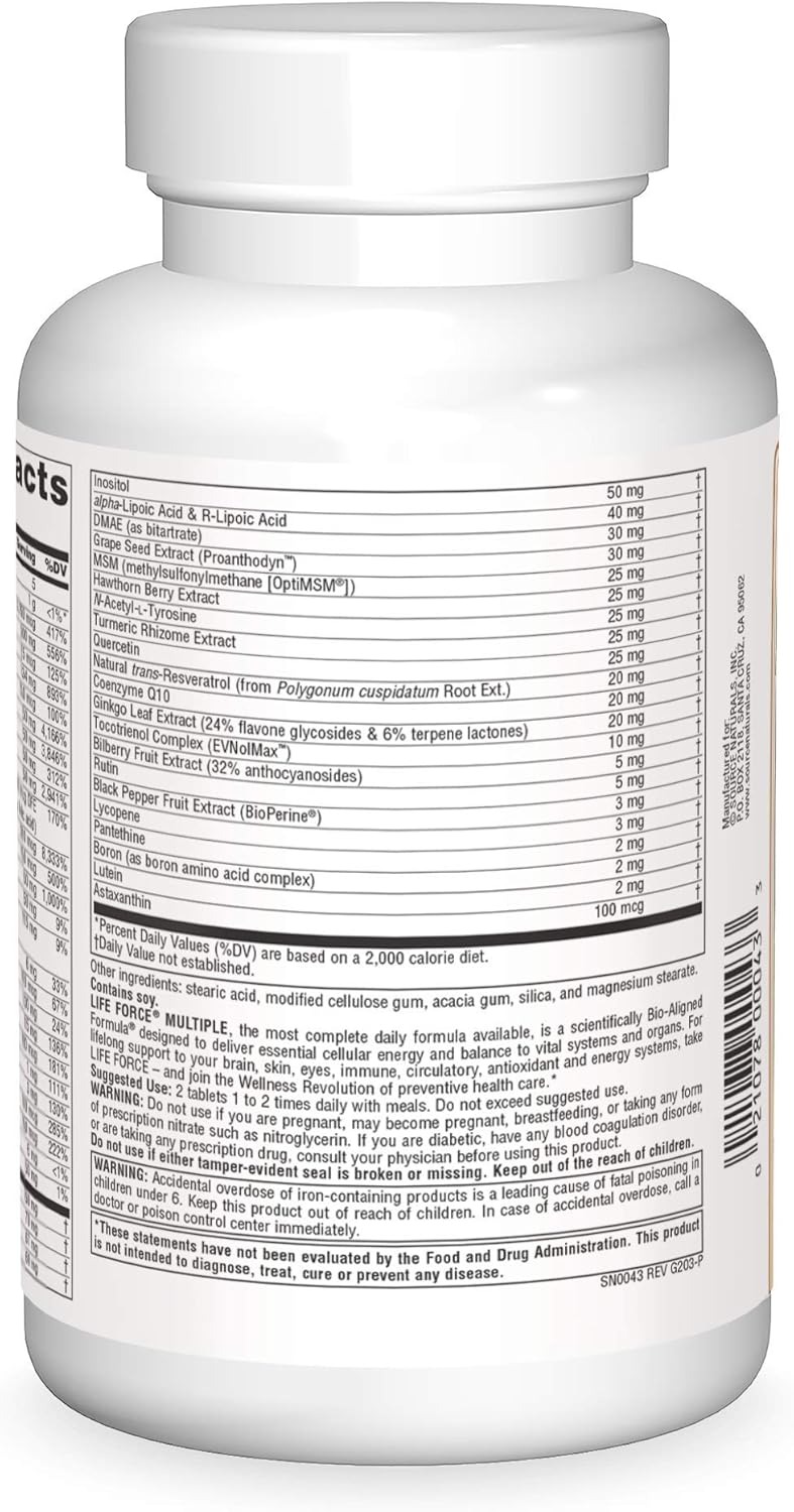 Source Naturals Life Force Multiple, Energy Activator* - 180 Tablets - Image 3