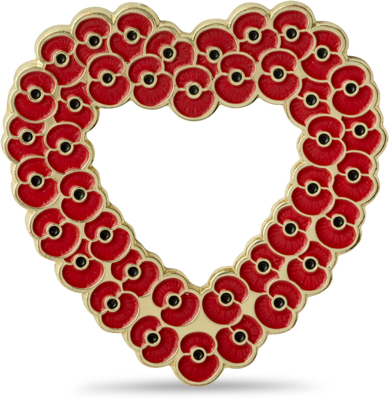 The Royal British LegionRoyal British Legion Ridged Poppy Heart Wreath Brooch