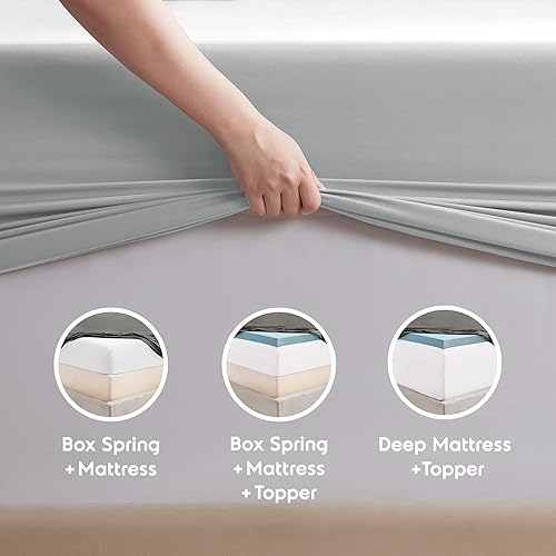 Miniatura 8 de Nestl - Juego de sábanas con bolsillo extraprofundo y de microfibra suave, 6 piezas, sábanas y fundas de almohada resistentes a la decoloración,