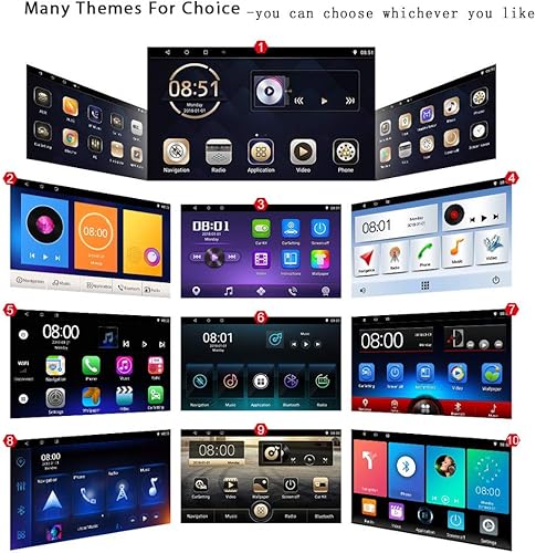 Miniatura 6 de Estéreo de coche Android doble Din con navegación GPS 7 pulgadas HD pantalla táctil coche multimedia Radio audio Bluetooth FM GPS WiFi USB espejo