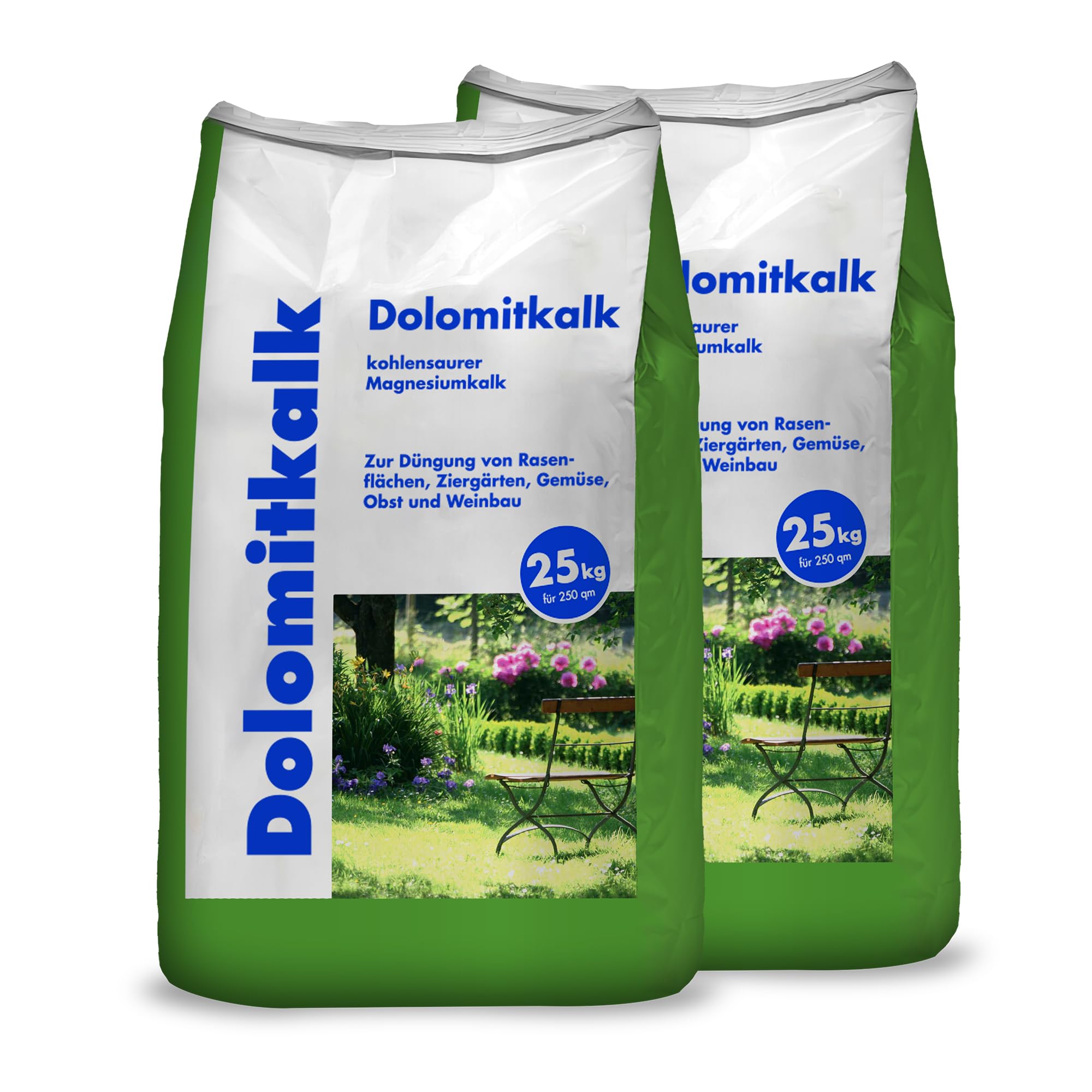 Hamann Mercatus GmbH 2x25 kg Dolomitkalk Rasenkalk - Zur Vorbeugung von Moosbildung im Rasen mit Calcium und viel Magnesium