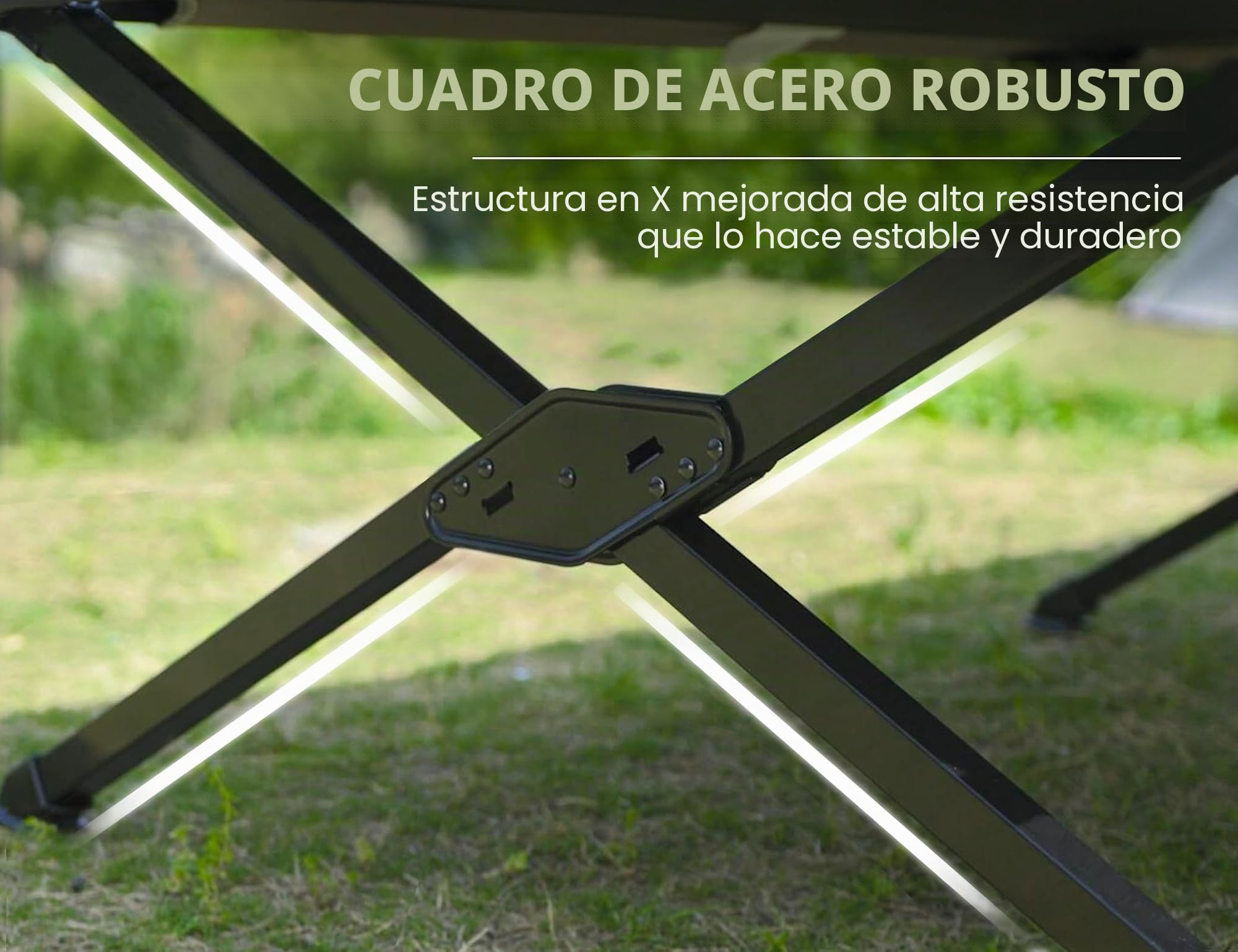 EVER ADVANCED Cama de Camping Plegable XXL 300 KG Capacidad de Carga Cama Plegable Grande y Ancha 214 cm x 106 cm Cama de Camping Estable para Acampada, Viajes, Interior, Exterior, Playa y jardín