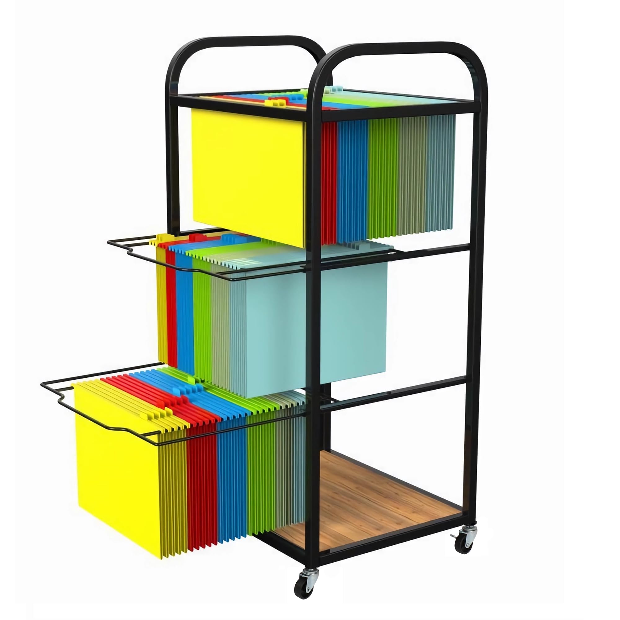 Nisorpa 3Tier File Carts Office Metal Rolling File Carts with Brake