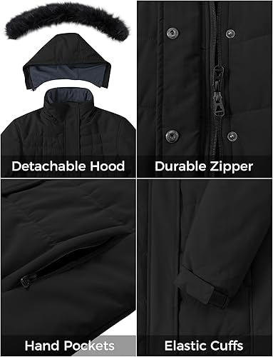 Miniatura 6 de Skieer Chaqueta de esquí impermeable para mujer, resistente al viento, abrigo de invierno cálido grueso acolchado para la nieve