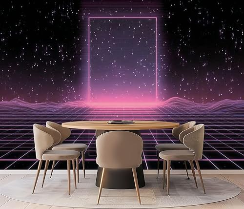 Miniatura 4 de Wall Mural Peel & Stick Synthwave Vaporwave retrowave Pink Great Glow Middle Self-Adhesive Wallpaper Removable Wall Decal Wall Sticker Home Decor