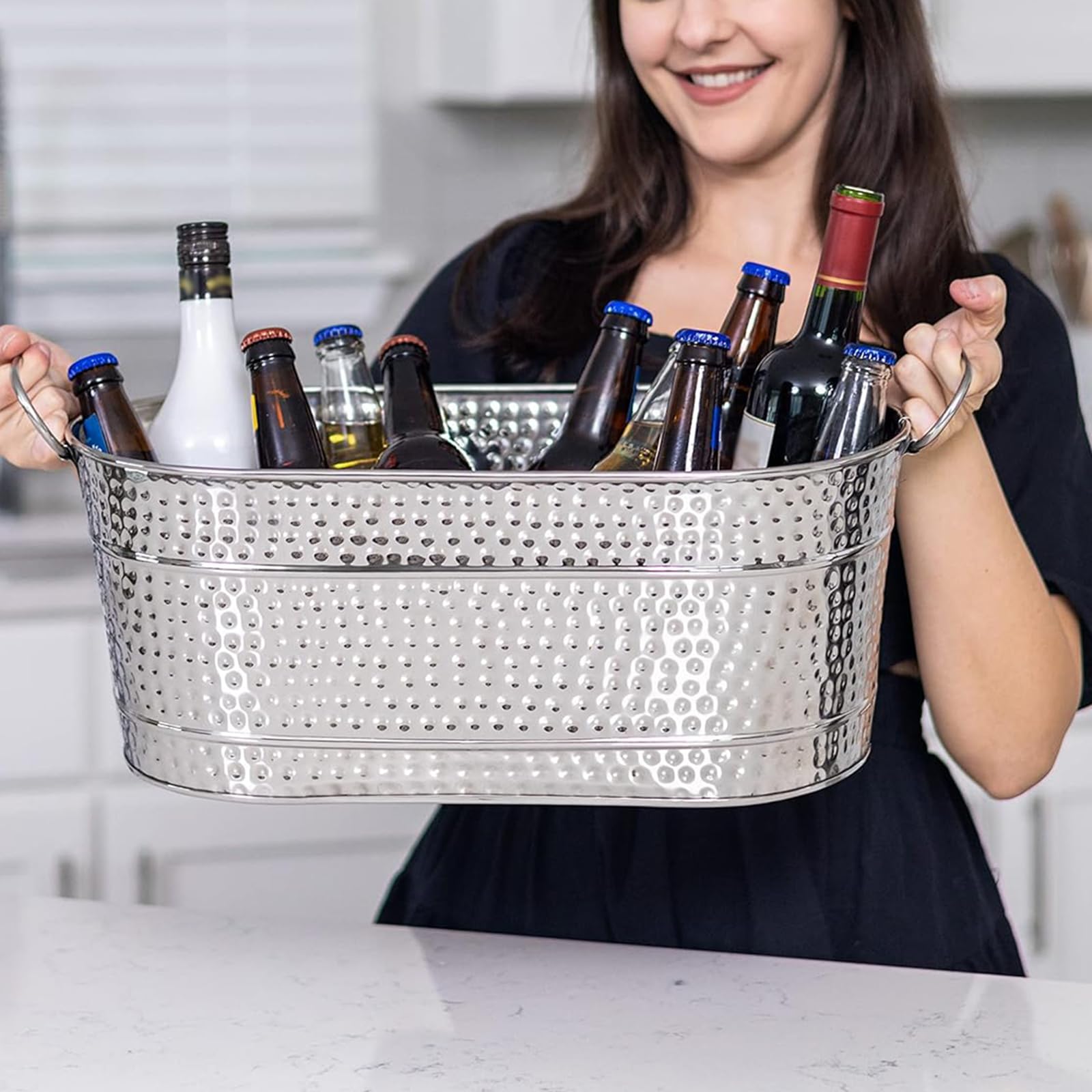 Amazon｜petsola 亜鉛メッキ 楕円形飲料桶 アイスバケツビール桶