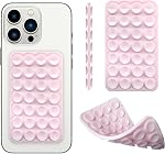 Silicone Double-Sided Suction Cup Phone Case Detachable Mount – Fidget Sticky Phone Grip, Hands-Free Accessory for Selfies & Videos. Trendy TikTok Gadget for iPhone & Android (Pink, 3.74" x 2.2")
