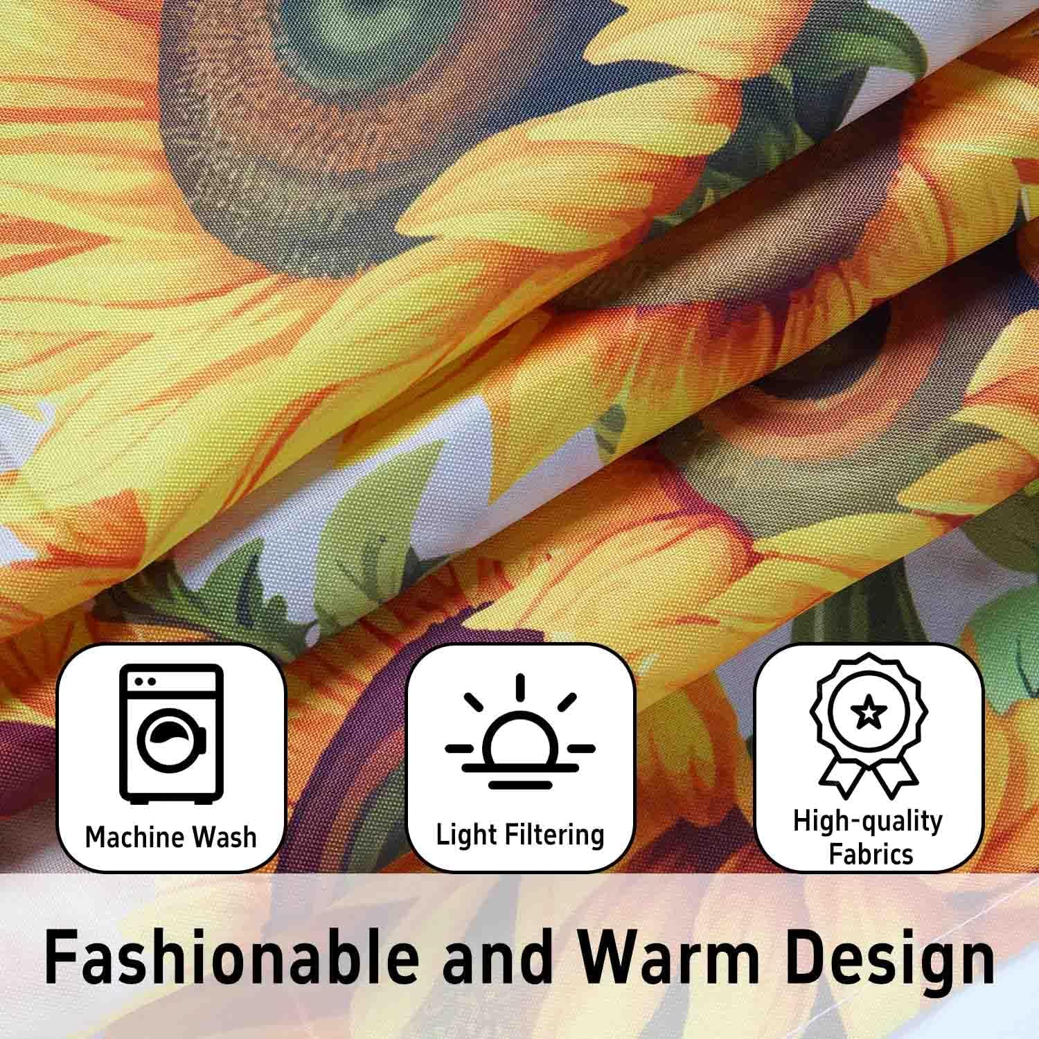 Sunflower Kitchen Curtains 3 Piece Set Tier Valance Window Decor