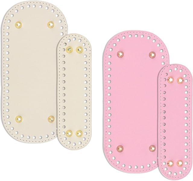 RNHDLY Bag Bases for Crochet 4 Pack Crochet Bag Bottom Base Oval Bag Bottom Base Pu Leather Bag Bottom for Crochet, Handbag Base for Bag Making Handbag Bottom DIY Bottom Pad