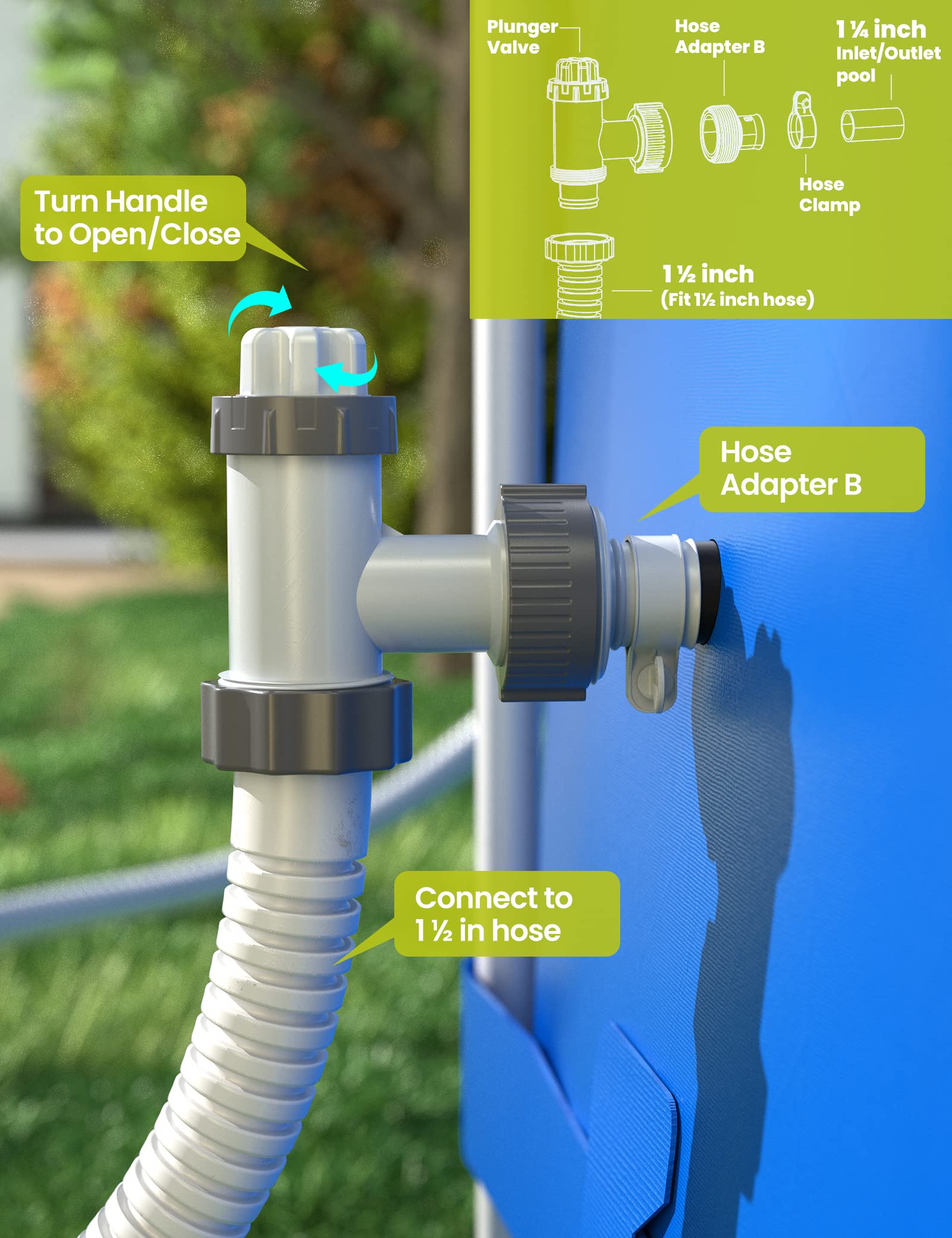 Buy SUMMERBUDDY Type B Hose Adapter & Plunger Valve for Above Ground