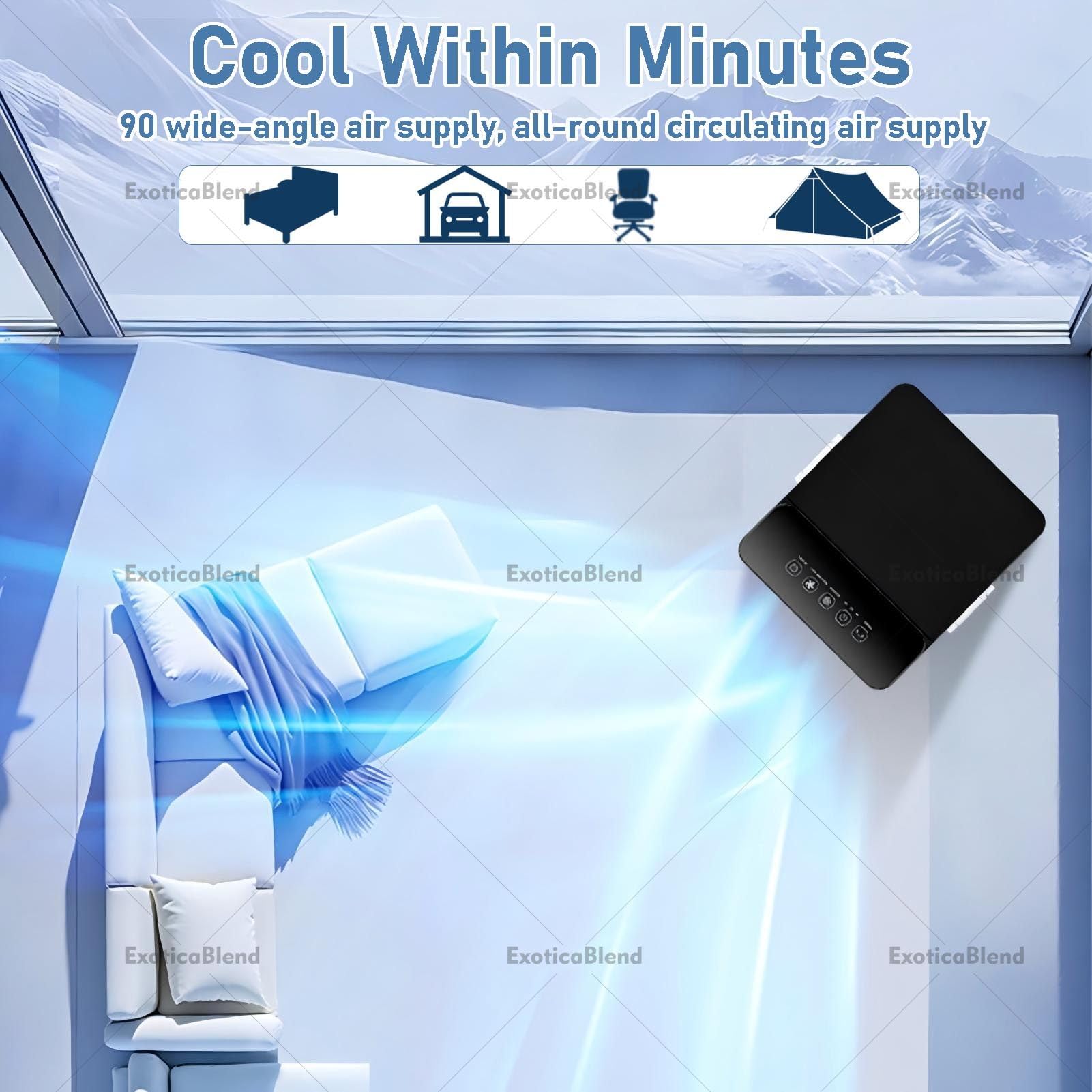 Aire Acondicionado Portátil de 15 L, Unidad Enfriadora Evaporativa para Habitaciones, Ventilador Sin Necesidad de Ventana Que Emite Aire Frío, con Control Remoto